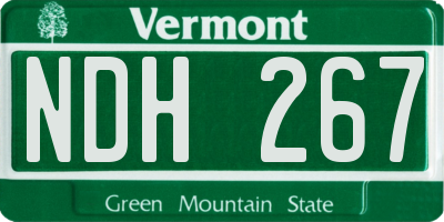 VT license plate NDH267