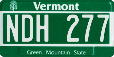 VT license plate NDH277