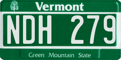 VT license plate NDH279