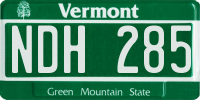 VT license plate NDH285