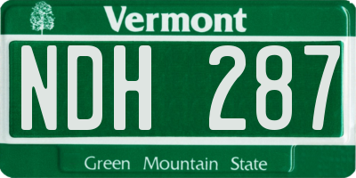 VT license plate NDH287