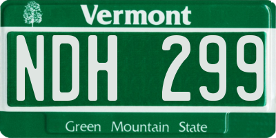 VT license plate NDH299