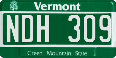 VT license plate NDH309