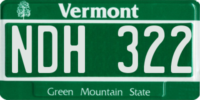 VT license plate NDH322
