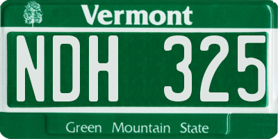 VT license plate NDH325
