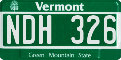 VT license plate NDH326