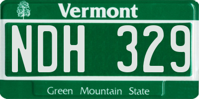 VT license plate NDH329