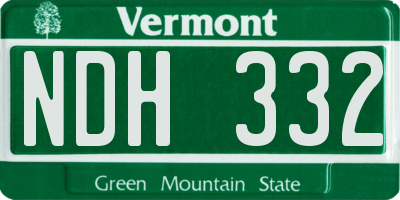 VT license plate NDH332