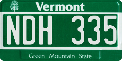 VT license plate NDH335