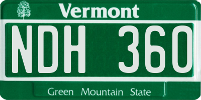 VT license plate NDH360