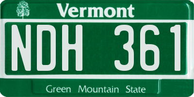 VT license plate NDH361