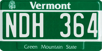 VT license plate NDH364