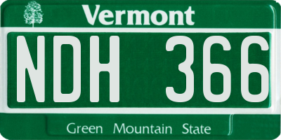 VT license plate NDH366
