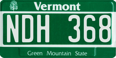 VT license plate NDH368
