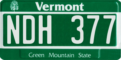 VT license plate NDH377