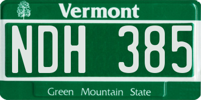 VT license plate NDH385