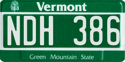 VT license plate NDH386