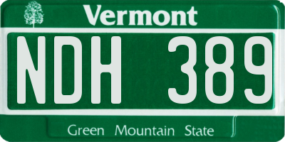 VT license plate NDH389