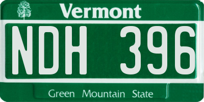 VT license plate NDH396