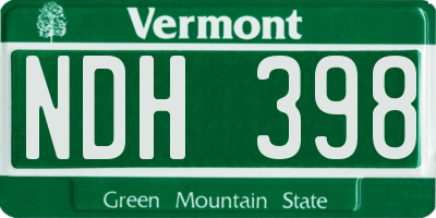VT license plate NDH398