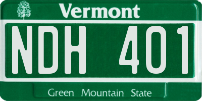 VT license plate NDH401