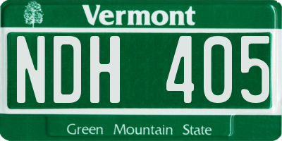 VT license plate NDH405