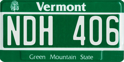 VT license plate NDH406
