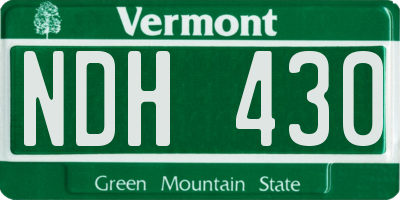 VT license plate NDH430