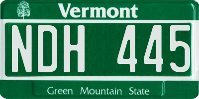 VT license plate NDH445