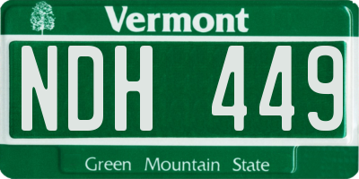 VT license plate NDH449