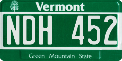 VT license plate NDH452