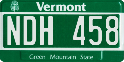 VT license plate NDH458