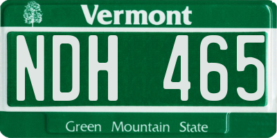 VT license plate NDH465