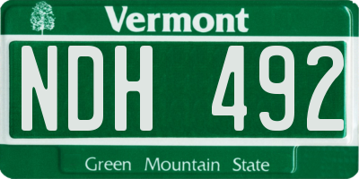 VT license plate NDH492