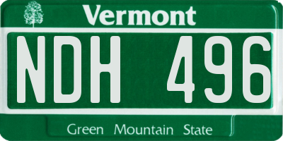 VT license plate NDH496