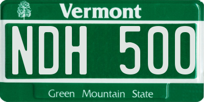VT license plate NDH500