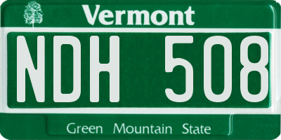 VT license plate NDH508