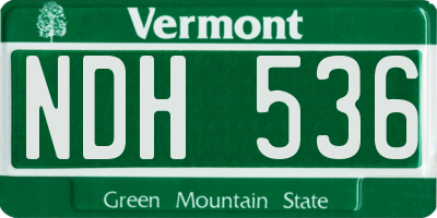 VT license plate NDH536