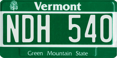VT license plate NDH540