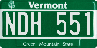 VT license plate NDH551