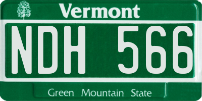 VT license plate NDH566