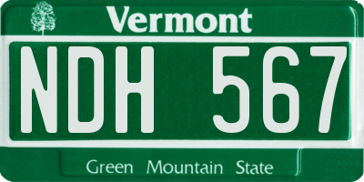 VT license plate NDH567