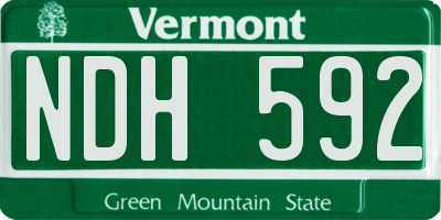 VT license plate NDH592