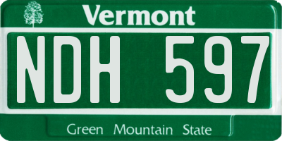 VT license plate NDH597