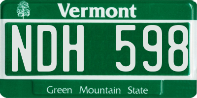 VT license plate NDH598