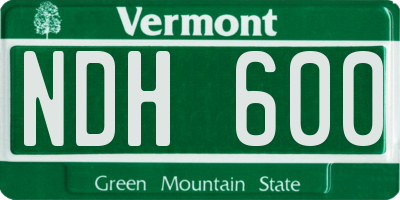 VT license plate NDH600
