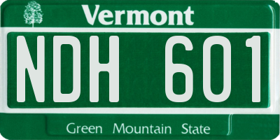 VT license plate NDH601