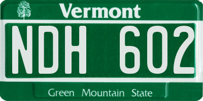 VT license plate NDH602