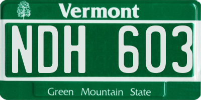 VT license plate NDH603