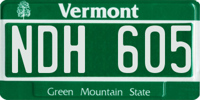 VT license plate NDH605